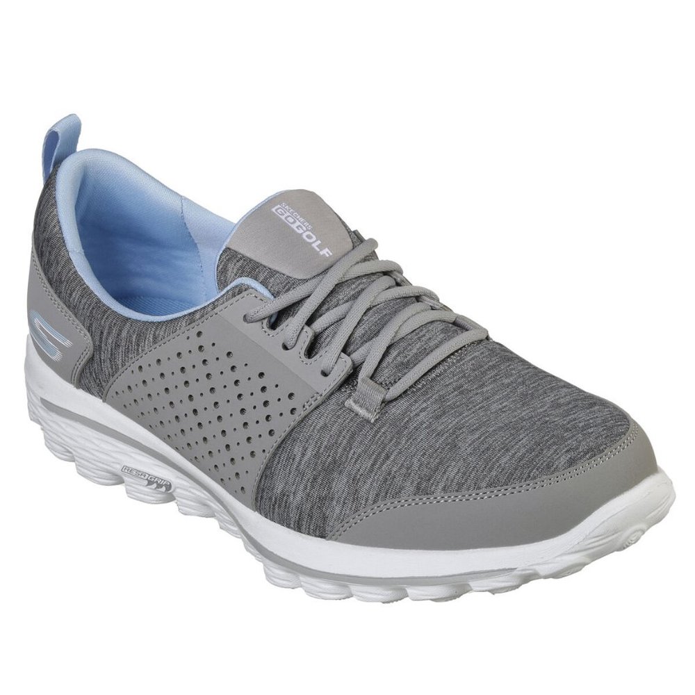 SKECHERS GOwalk 2 Sugar Women's GoGolf Shoe - Grey/Blue Size 8.5, Relaxed Fit